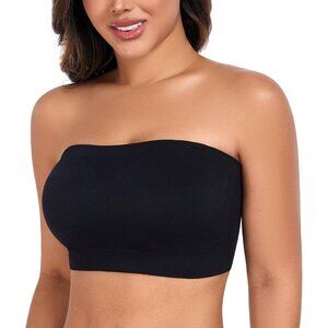 Women’s Strapless Bandeau Wireless Bra Plus Size Lightly Padded Seamless